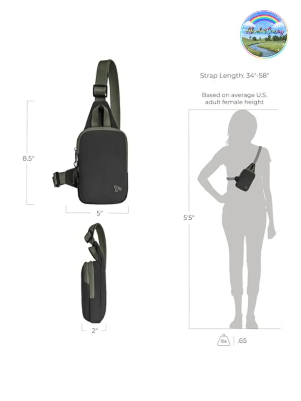 Anti-Theft Compact Sling Bag with RFID Blocking, Adjustable Strap